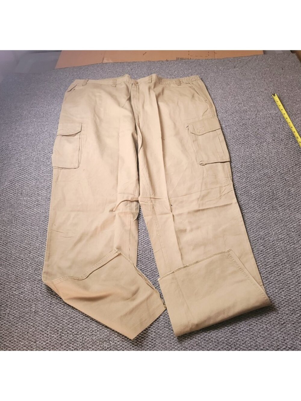 Boulder Creek Cargo Pants Mens 54 x38L Big Tall Khaki Elastic LL Chino Beige y2K